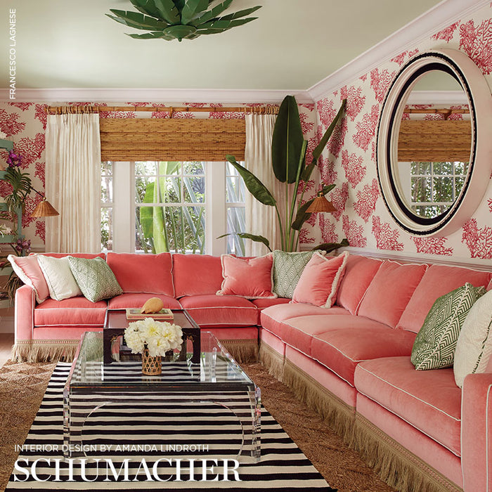 Schumacher Sophia Velvet Coral Fabric Sample 68143