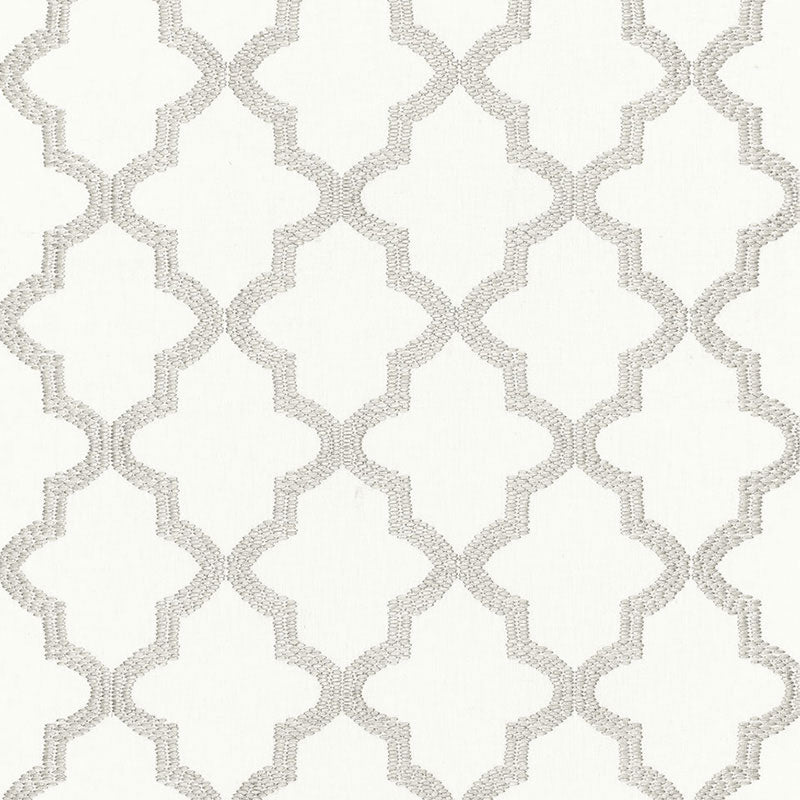 Schumacher Tangier Embroidery Silver Fabric 68343