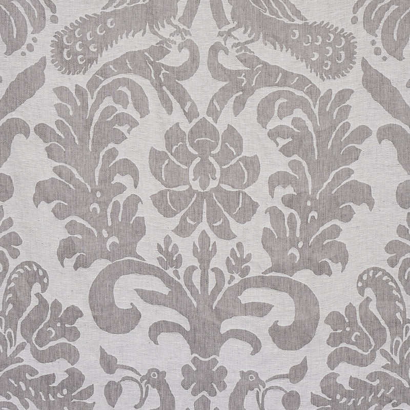 Schumacher Anna Damask Grey Fabric 68436