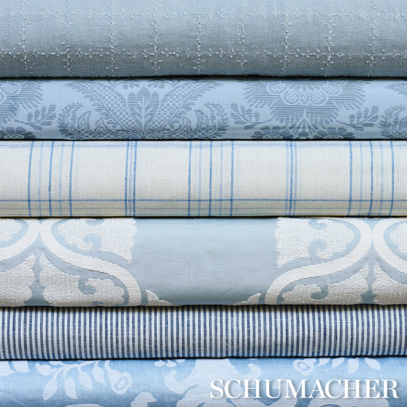 Schumacher Anna Damask Soft Blue Fabric 68437