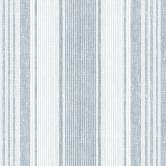 Schumacher Linen Stripe Blue Wallpaper 6860