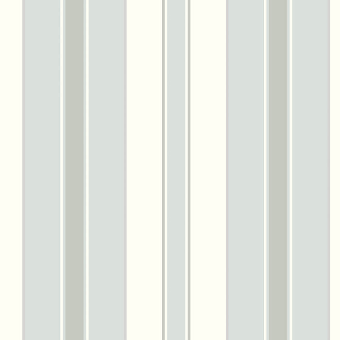 Schumacher Stockholm Stripe Sky And Silver Wallpaper 6878