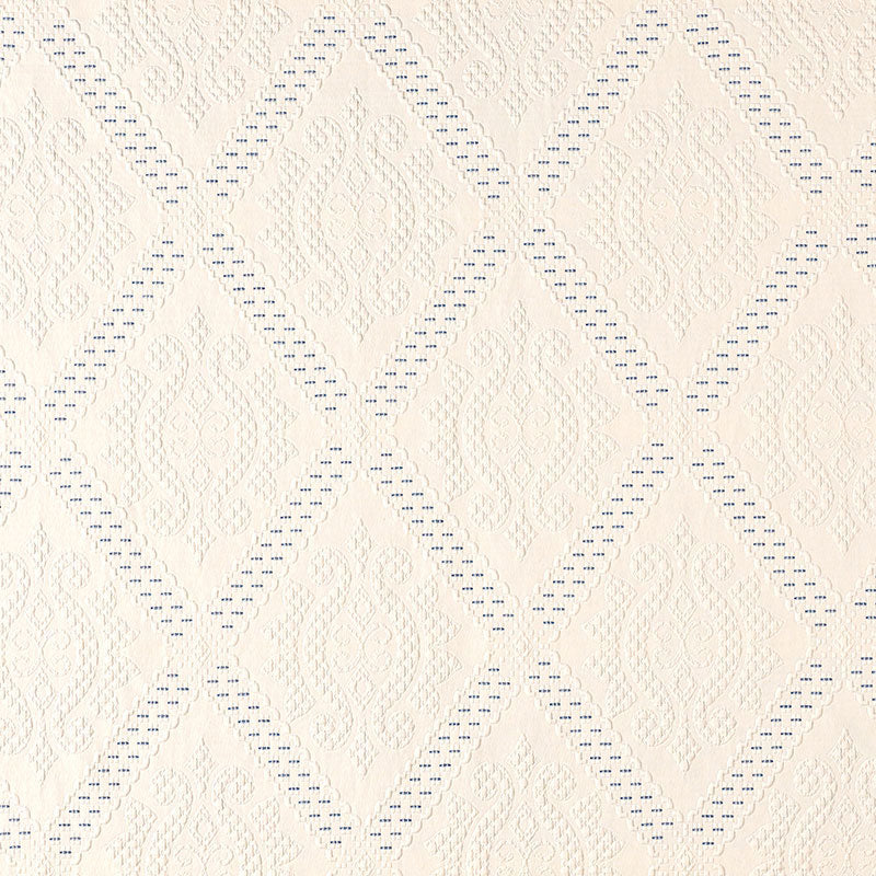 Schumacher Eugenie Matelasse Ivory / Bleu Fabric Sample 69131