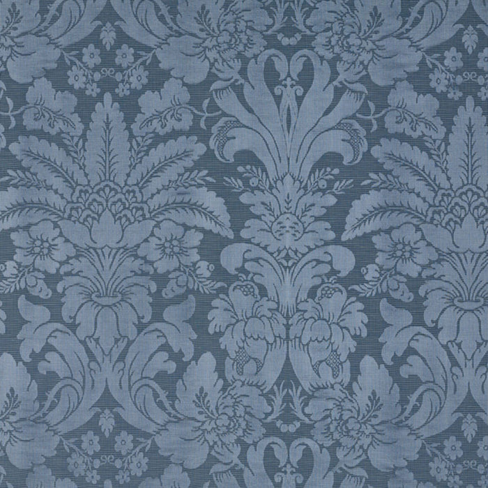 Schumacher Colette Linen/Silk Damask Indigo Fabric 69142