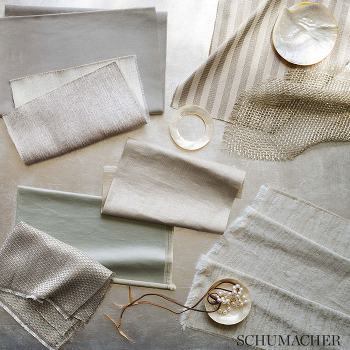 Schumacher Faux Bois Linen Platinum Fabric 69230