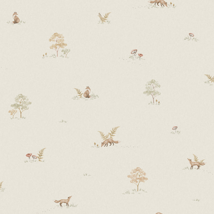 Schumacher Little Fox Soft Neutral Wallpaper 6923