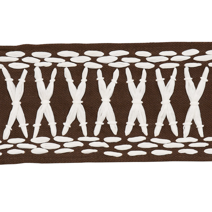 Schumacher Tikki Tape Brown Trim Sample 69307