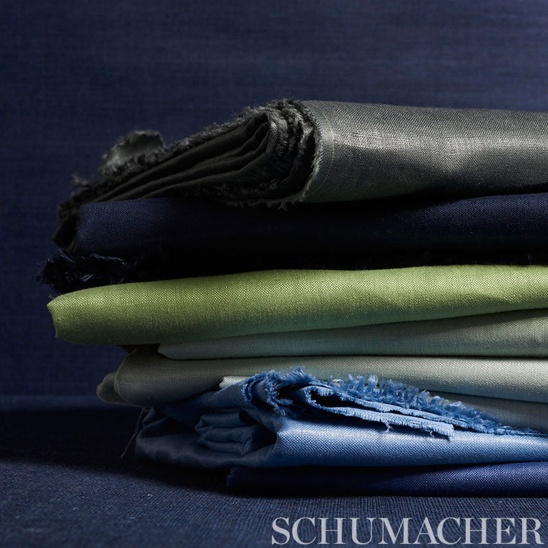 Schumacher Lange Glazed Linen Graphite Fabric 69340