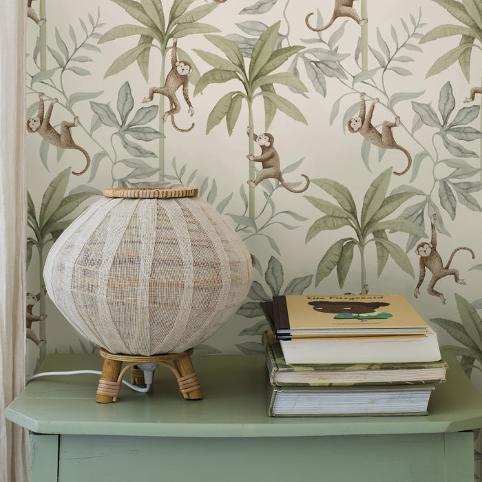 Schumacher Jungle Friends Cocoa And Sage Wallpaper 6936