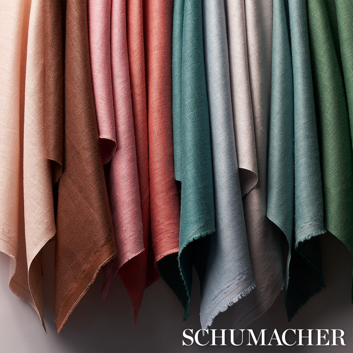 Schumacher Lange Glazed Linen Brown Fabric 69369