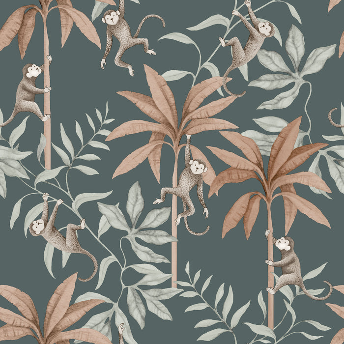 Schumacher Jungle Friends Midnight Wallpaper 6937