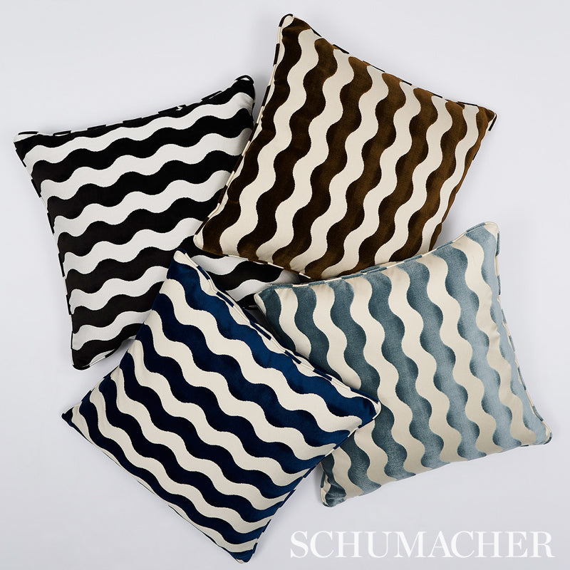 Schumacher The Wave Velvet Black Fabric Sample 69420