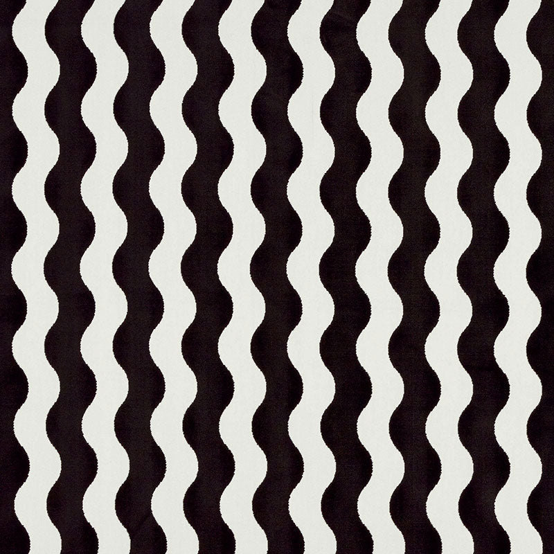 Schumacher The Wave Velvet Black Fabric 69420