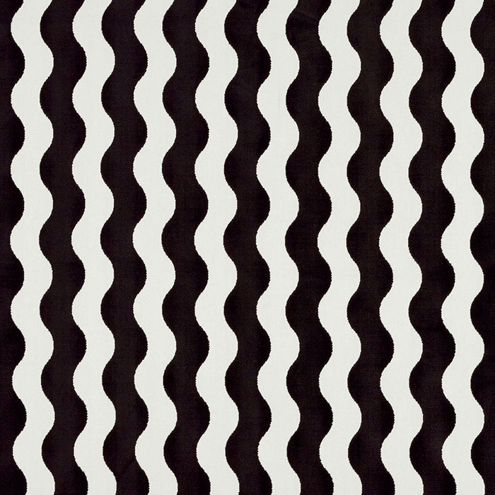 Schumacher The Wave Velvet Black Fabric Sample 69420