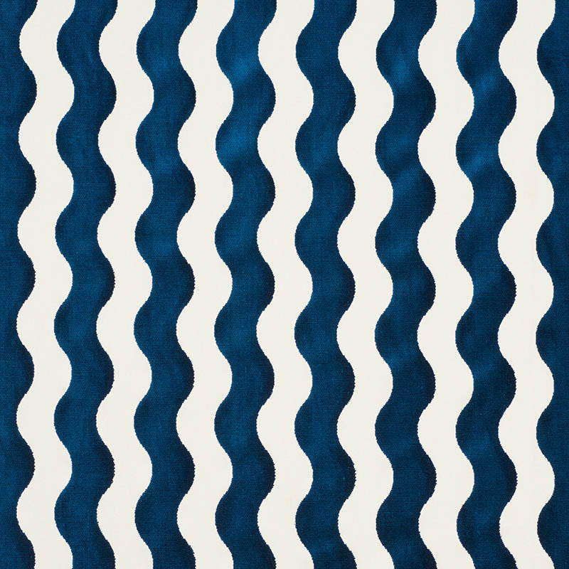 Schumacher The Wave Velvet Navy Fabric 69423