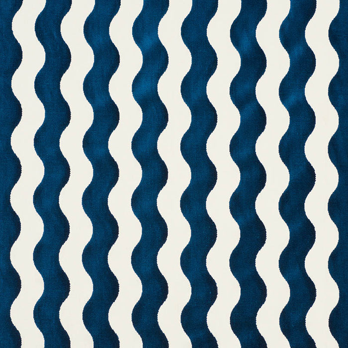 Schumacher The Wave Velvet Navy Fabric 69423