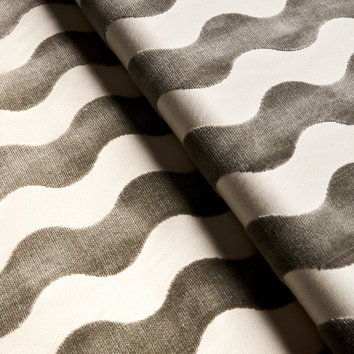 Schumacher The Wave Velvet Grey Fabric 69425