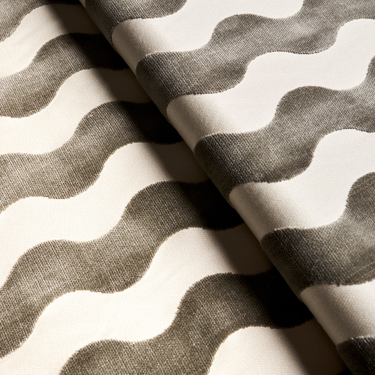 Schumacher The Wave Velvet Grey Fabric Sample 69425