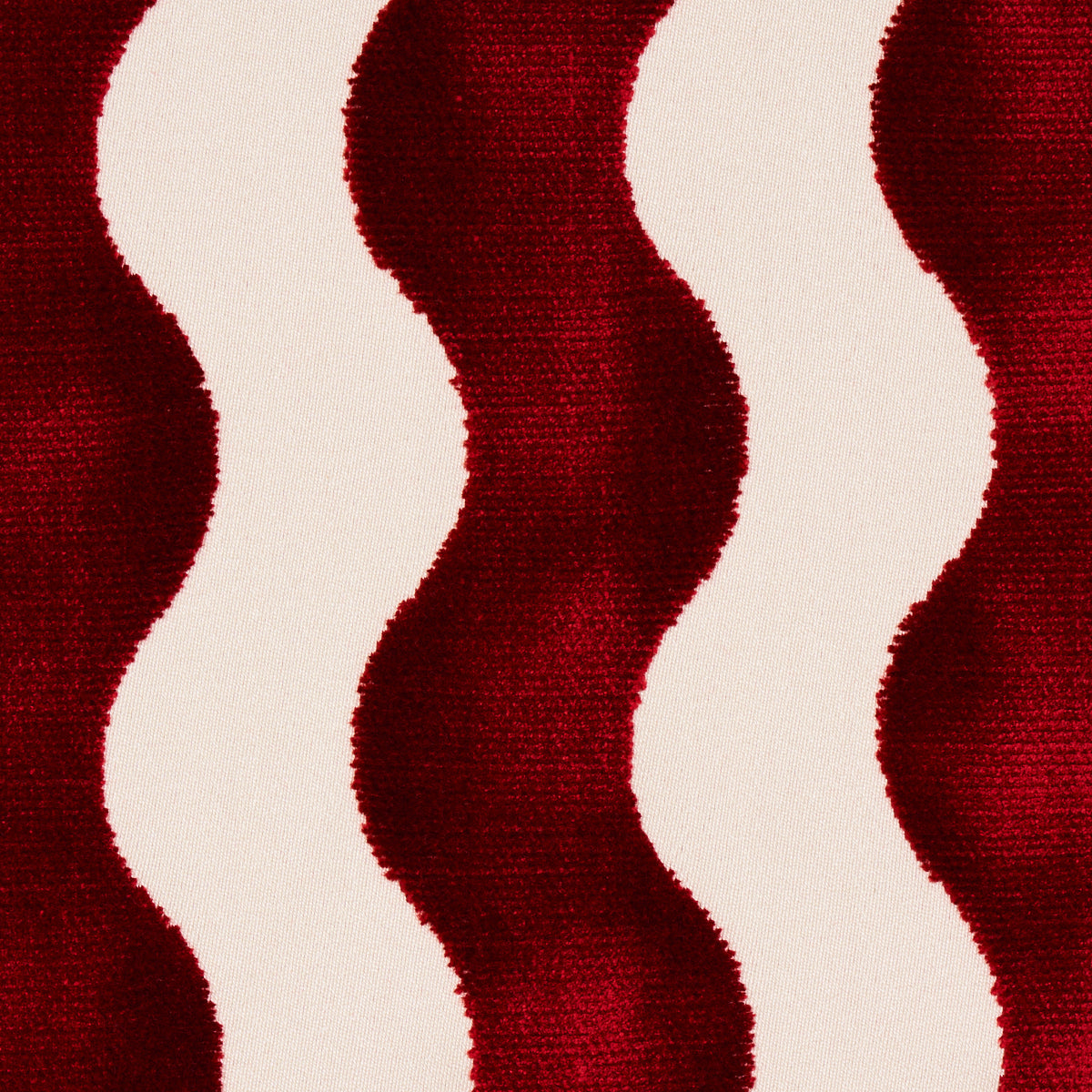 Schumacher The Wave Velvet Red Fabric 69427