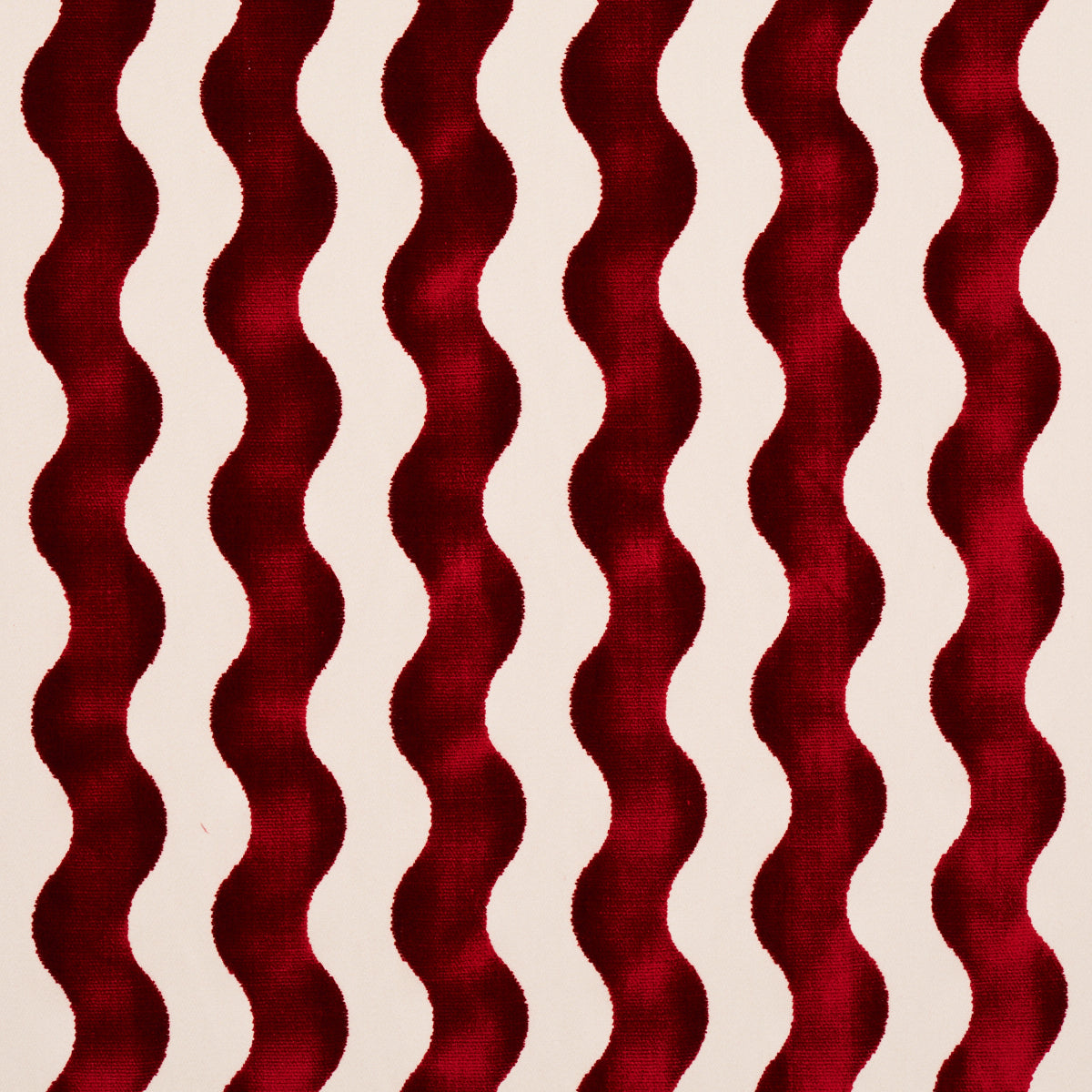 Schumacher The Wave Velvet Red Fabric Sample 69427