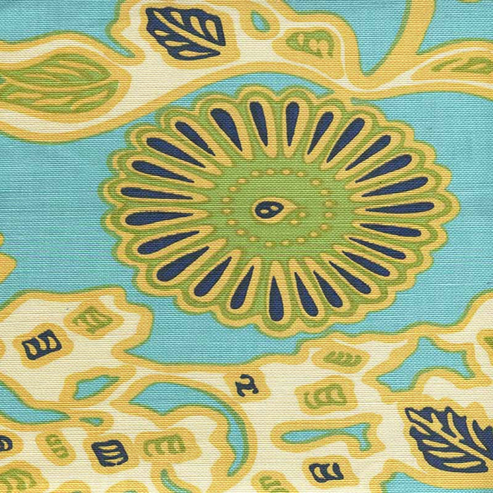 China Seas Flora Ii Turquoise Yellow Green Blue Fabric 6980-05