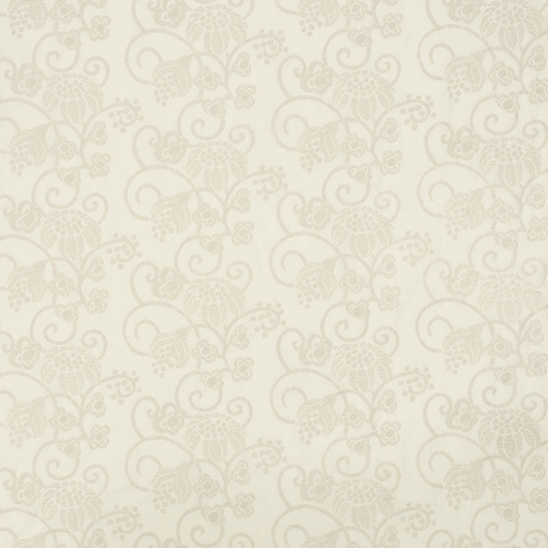 Schumacher Calliope Embroidery Ivory Fabric 70180