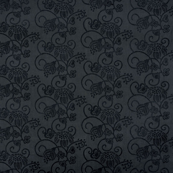 Schumacher Calliope Embroidery Black Fabric 70181