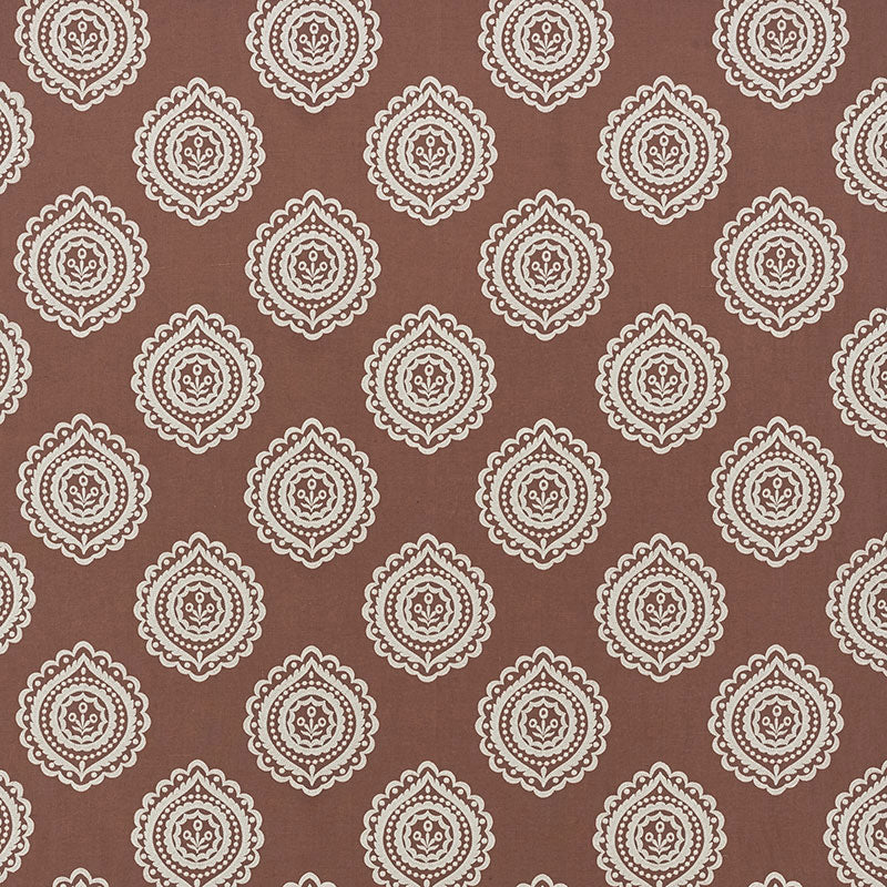 Schumacher Olana Linen Embroidery Cafe Mocha Fabric 70203