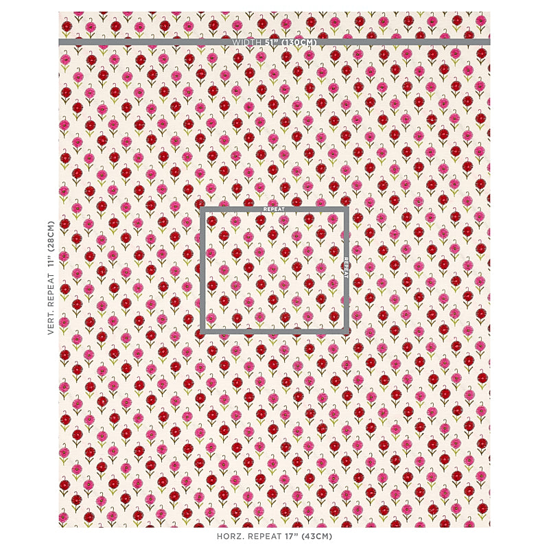 Schumacher Avodica Embroidery Azalea Fabric 70211