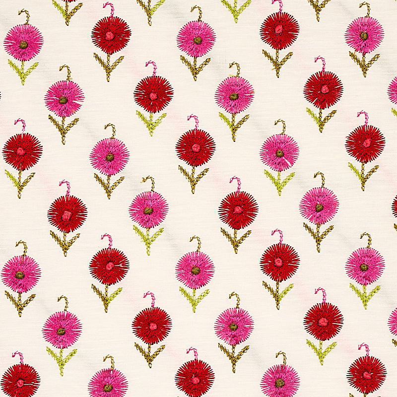 Schumacher Avodica Embroidery Azalea Fabric Sample 70211