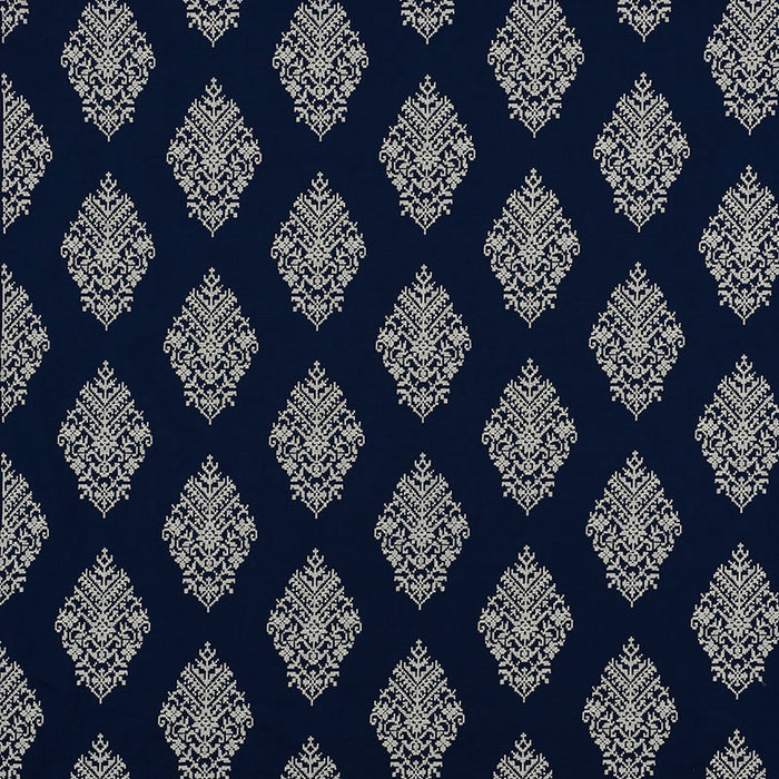 Schumacher Zinda Embroidery Navy Fabric 70222