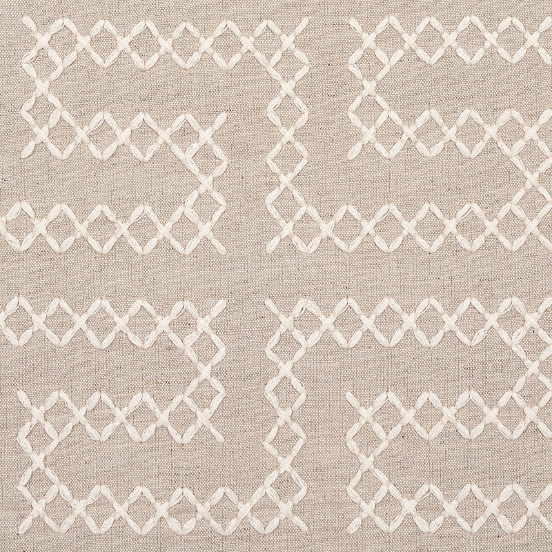 Schumacher A Maze Embroidery Sand Fabric Sample 70231