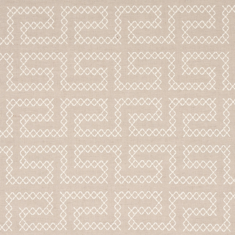 Schumacher A Maze Embroidery Sand Fabric Sample 70231