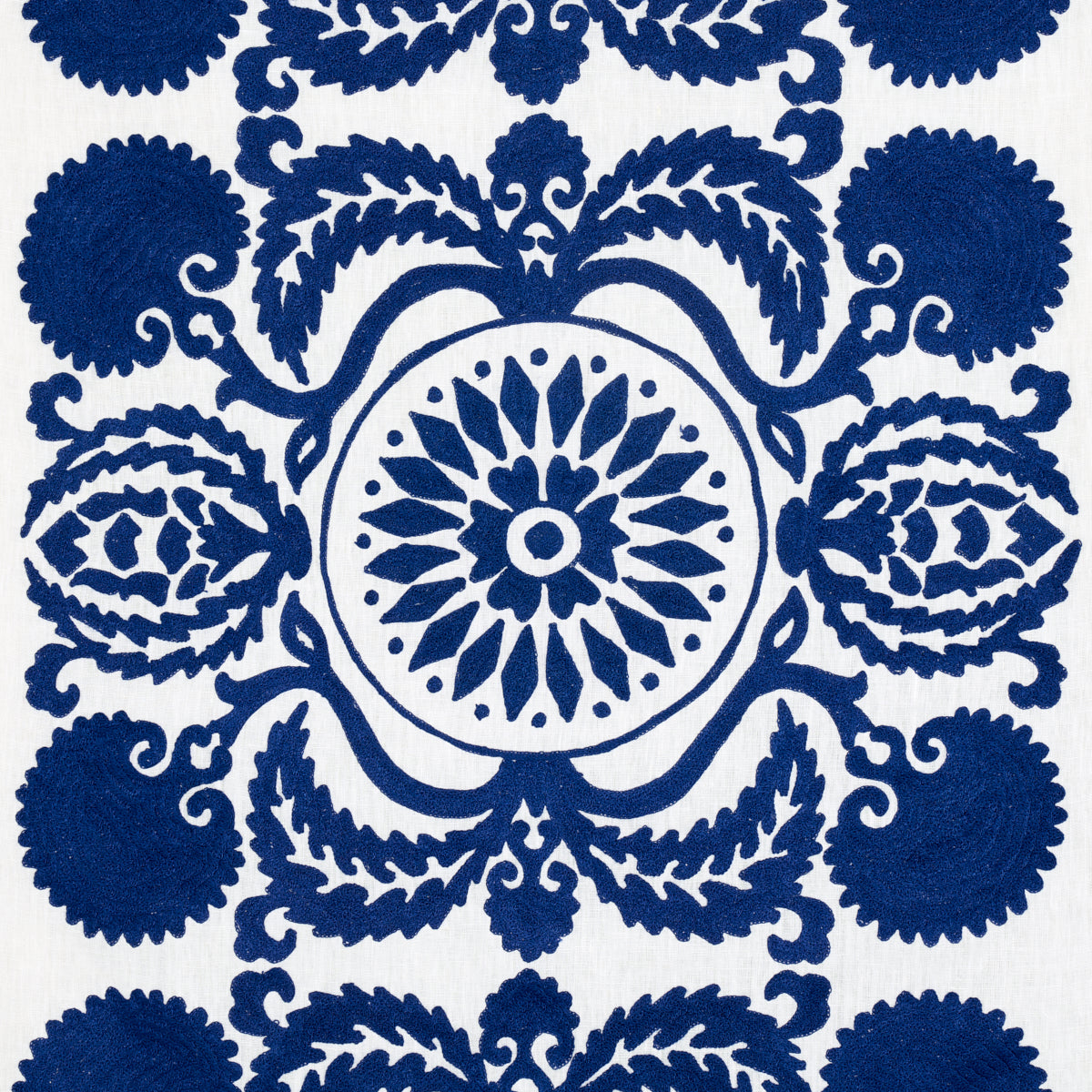 Schumacher Castanet Embroidery Cobalt Fabric 70260