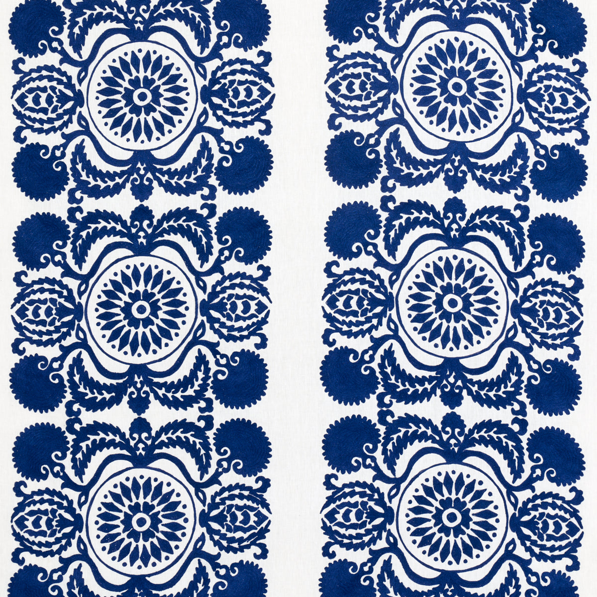 Schumacher Castanet Embroidery Cobalt Fabric 70260