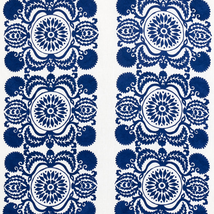 Schumacher Castanet Embroidery Cobalt Fabric 70260