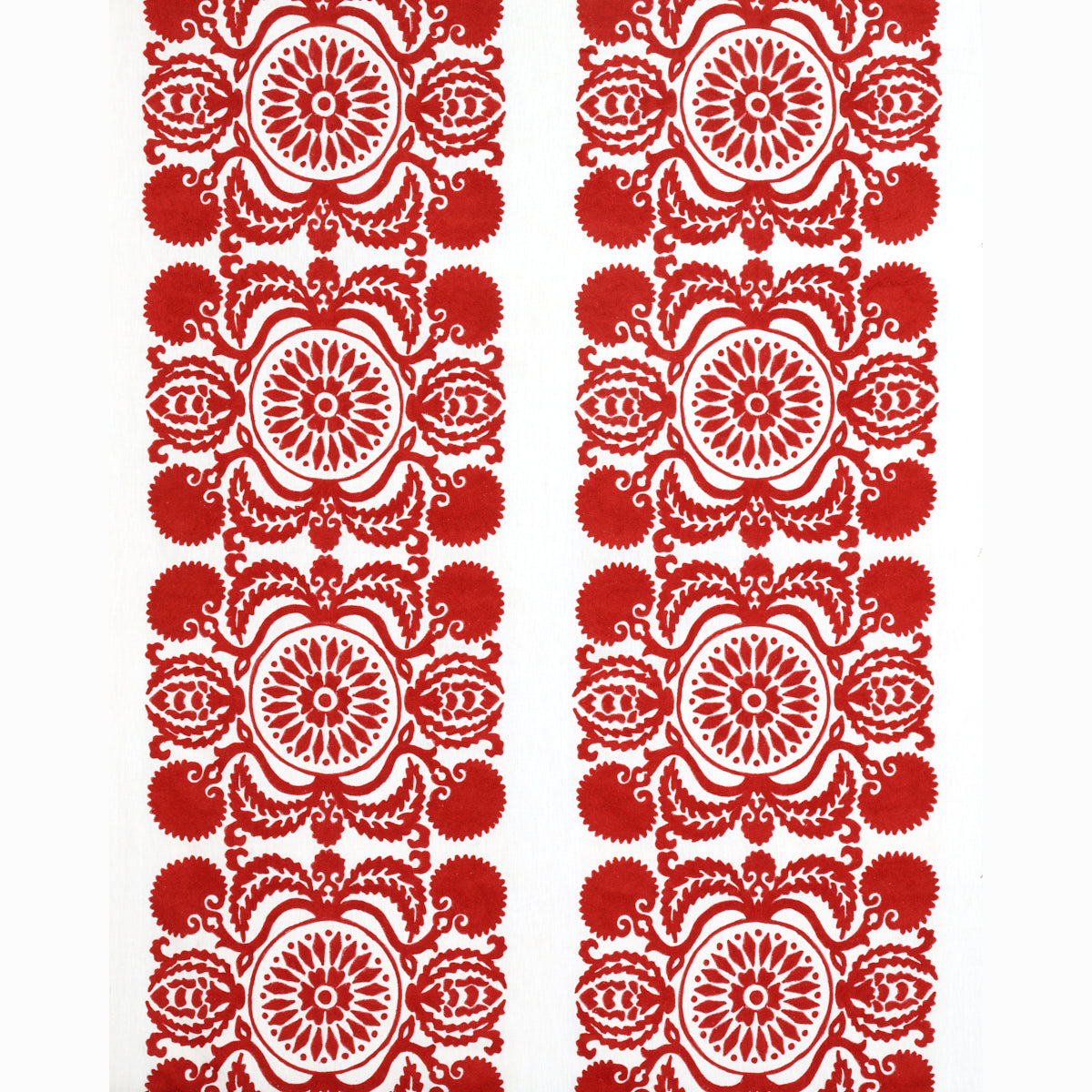 Schumacher Castanet Embroidery Red Fabric 70261