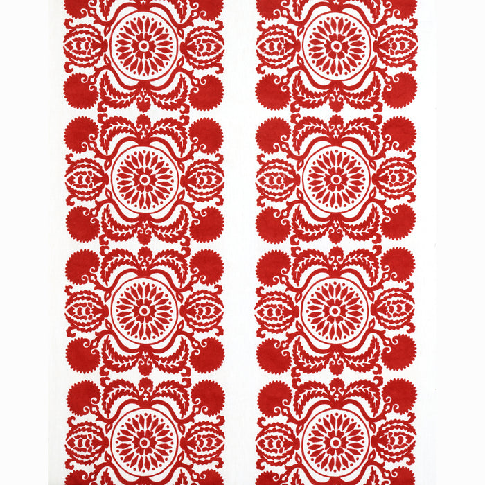 Schumacher Castanet Embroidery Red Fabric Sample 70261