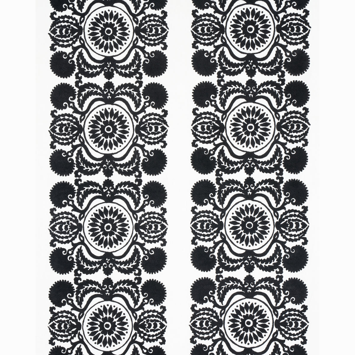 Schumacher Castanet Embroidery Black Fabric 70263