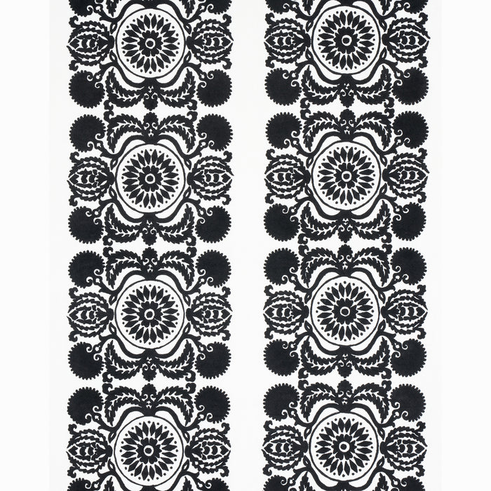 Schumacher Castanet Embroidery Black Fabric Sample 70263