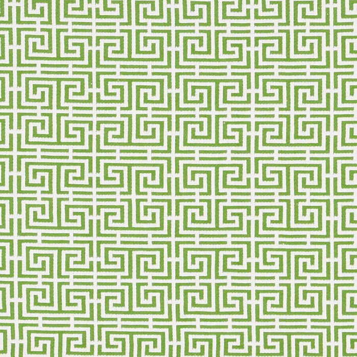 Schumacher Chinois Fret Green/White Fabric 70562