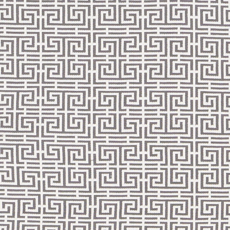 Schumacher Chinois Fret Grey/White Fabric 70564