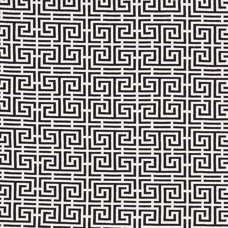 Schumacher Chinois Fret Black/White Fabric 70565