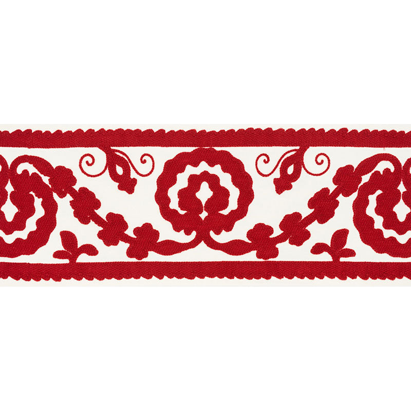 Schumacher Ashbury Tape Red Trim Sample 70593