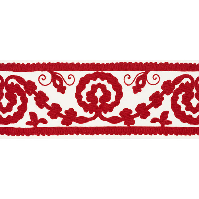 Schumacher Ashbury Tape Red Trim 70593