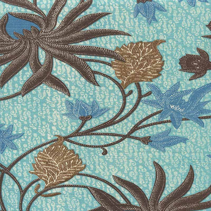 China Seas New Lotus Batik Turquoise Browns Fabric Sample 7070-01