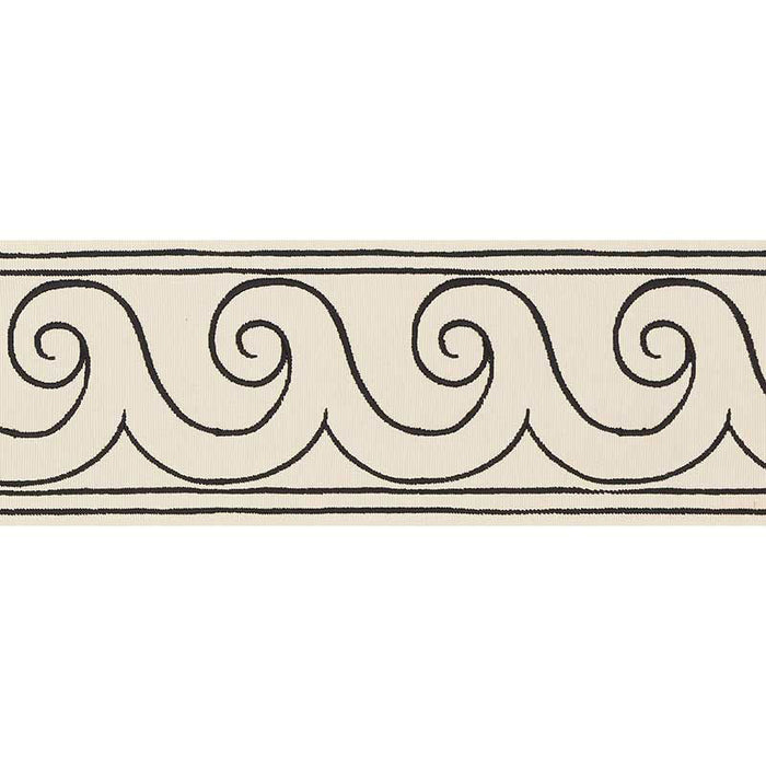 Schumacher Greek Waves Trim Black On Ivory Trim Sample 70750