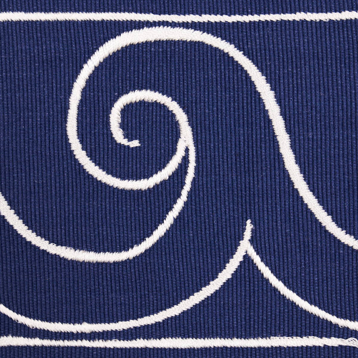 Schumacher Greek Waves Trim White On Navy Trim Sample 70753