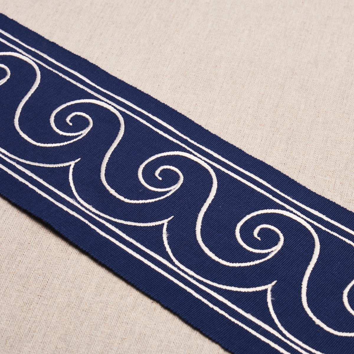 Schumacher Greek Waves Trim White On Navy Trim 70753