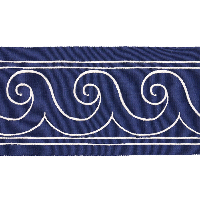 Schumacher Greek Waves Trim White On Navy Trim 70753